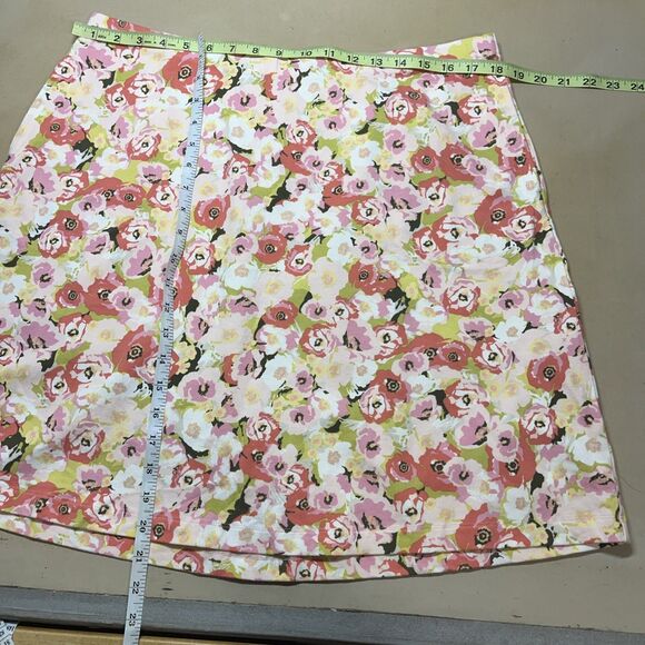 J Jill Womens Pink Floral Pull-On Jersey Knit Skirt Size Petite L Knee Length - Picture 7 of 7